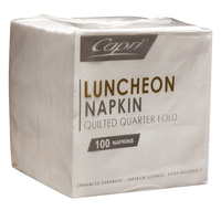 Capri Quilted Lunch Napkin White 2ply Quarter Fold 2000/ctn