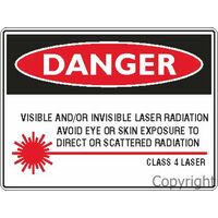 Danger Visible And/Or Invisible Laser Radiation  -Danger Sign