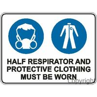 Half Respirator & Protective Clothing Sign