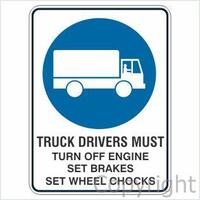Truck Driver Turn Off Engine Sign