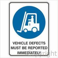 Vehicle Defects Must Be Reported Sign