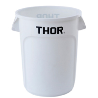 166L Thor Commercial Round Plastic Bin - White