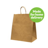 Brown Kraft Bag with Twisted Paper Handles 330 x 300 + 180mm 250/ctn Medium Home Meal Delivery Bag