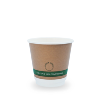 Earth Pack 8oz Double Wall Compostable Coffee Cups Kraft 500/ctn