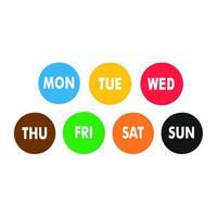 Label Kit Day - Monday - Sunday Round 19mm Removable 1000 of each day