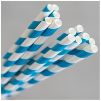 Regular Paper Drinking Straws - Blue/White 2500/ctn
