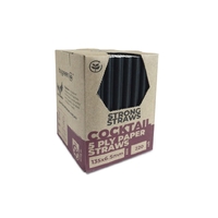 By-Green Strong Straws 5ply Cocktail Paper Straws - Black 2200/ctn