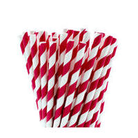 Capri Regular Paper Drinking Straws Red/White Striped 200mm 2500/ctn