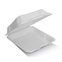 9" Sugarcane Dinner Clamshell 229x229x80 mm 200/ctn