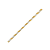 Greenmark Regular Paper Drinking Straws Yellow/White Striped 200mm 2500/ctn