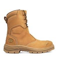 Oliver AT Series High Leg Zip Sided Lace up Boot, Water Resistant Nubuck Leather, Fully Lined, Lace Locking Device- Wheat
