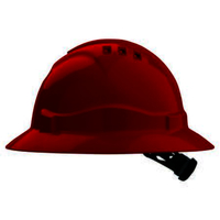 V6 Hard Hat Vented Full Brim Ratchet Harness - Red