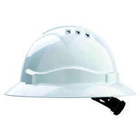 V6 Hard Hat Vented Full Brim Ratchet Harness - White