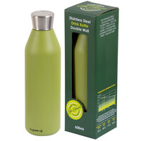Go Green Reusable Drink Bottles Stainless Steel 600ml Double Wall - Olive