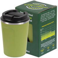Go Green Reusable Coffee Cups Stainless Steel 380ml Double Wall - Olive