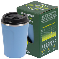 Go Green Reusable Coffee Cups Stainless Steel 380ml Double Wall - Surf