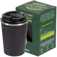 Go Green Reusable Coffee Cups Stainless Steel 380ml Double Wall - Slate