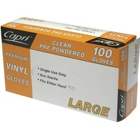 Clear Pre-Powdered Vinyl Gloves Large 100pk