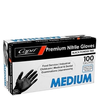 Capri Black Nitrile Gloves Powder free - Medium 100/pack