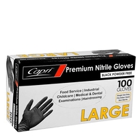 Capri Black Nitrile Gloves Powder free - Large 100/pack