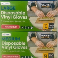 Glove Master Clear Pre-Powdered Vinyl Gloves Large 100pk