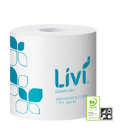 Livi Essentials Centrefeed Hand Towel Roll 1ply 300m 4/carton