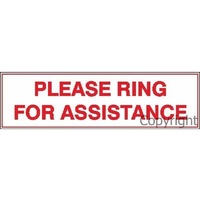 Please Ring For Assistance 100 x 350mm Self Stick Vinyl