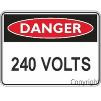 Danger 240 Volts 100 x 140mm Self Stick Vinyl Pack of 5