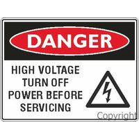 High Voltage Turn Off Power 100 x 140mm Self Stick Vinyl Pack of 5