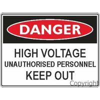 Danger High Voltage Authorised 100 x 140mm Self Stick Vinyl Pack of 5