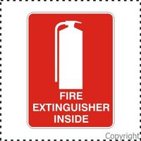 Fire Extinguisher Inside 100 x 140mm Self Stick Vinyl Pack of 5