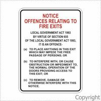 Notice Offences Fire Exits - Sign