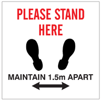 Floor Vinyl "Please Stand Here, Maintain 1.5 Apart"