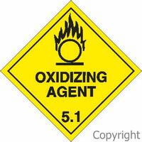 Hazchem Sign - 5.1 Oxidizing Agent 100 x 100mm Self Stick Vinyl Pack of 5