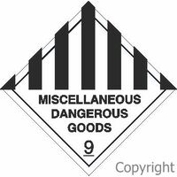 Miscellaneous Dangerous Goods 100 x 100mm Self Stick Paper - Roll of 1000