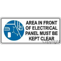 Area in Front of Electrical Panel Must be Kept Clear 200 x 450mm