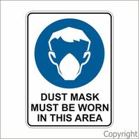 Dust Mask Must Be Worn 100 x 140mm Self Stick Vinyl Pack of 5
