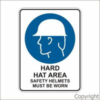 Hard Hat Area Safety Helmets Must Be Worn 225 x 300m Polypropylene