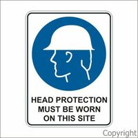 Head Protection Must Be Worn on This Site 450x600mm Flute