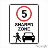 Speed Limit Sign - 5km Shared Zone 450 x 600mm Metal