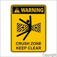 Crush Zone Keep Clear 100 x 140mm Self Stick Vinyl 5pack