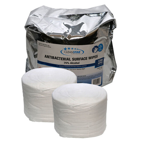 Antibacterial 75% Alcohol Surface Wet Wipes - 1200 per Roll - 2 PACK