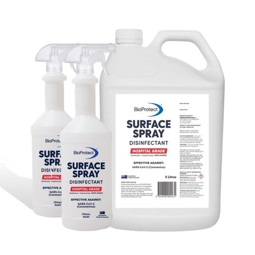 BioProtect Hospital Grade Disinfectant – Surface Spray 5L / 2 x Empty Bottle Spray