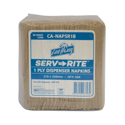 Castaway Serv-Rite 1 Ply Dispenser Napkins, Brown 6,000/ctn