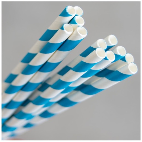 Regular Paper Drinking Straws - Blue/White 2500/ctn