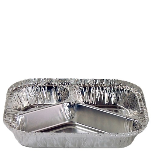Capri Foil Container 3 Compartment Meal Takeaway Silver 640ml 300/ctn