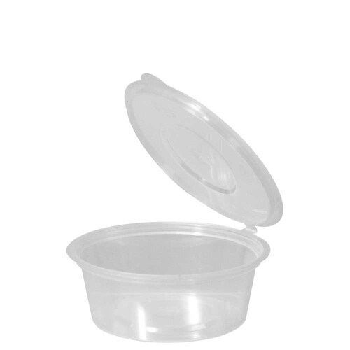 Round Dipping Sauce Container PP Microwavable Clear 70ml-with Hinged Lid  1000/ctn