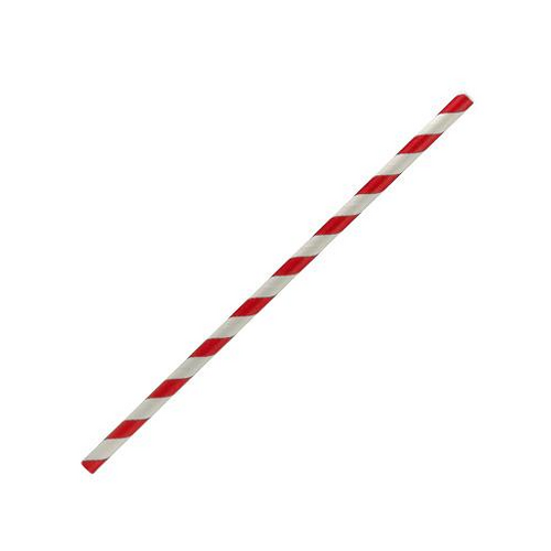 Greenmark Regular Paper Drinking Straws Red/White Striped 200mm 2500/ctn