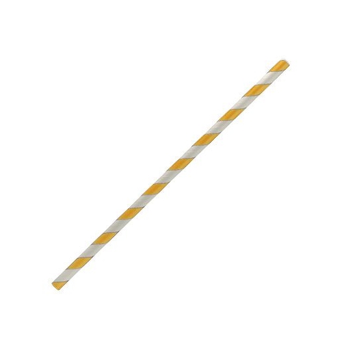 Greenmark Regular Paper Drinking Straws Yellow/White Striped 200mm 2500/ctn