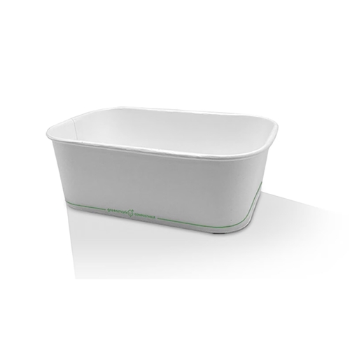 PLA Coated White Rectangular Container 500ml - 300 pc/ctn
